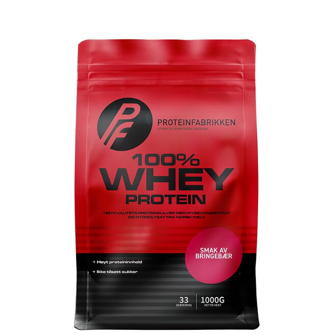 Whey 100% 1 kg Bringebær