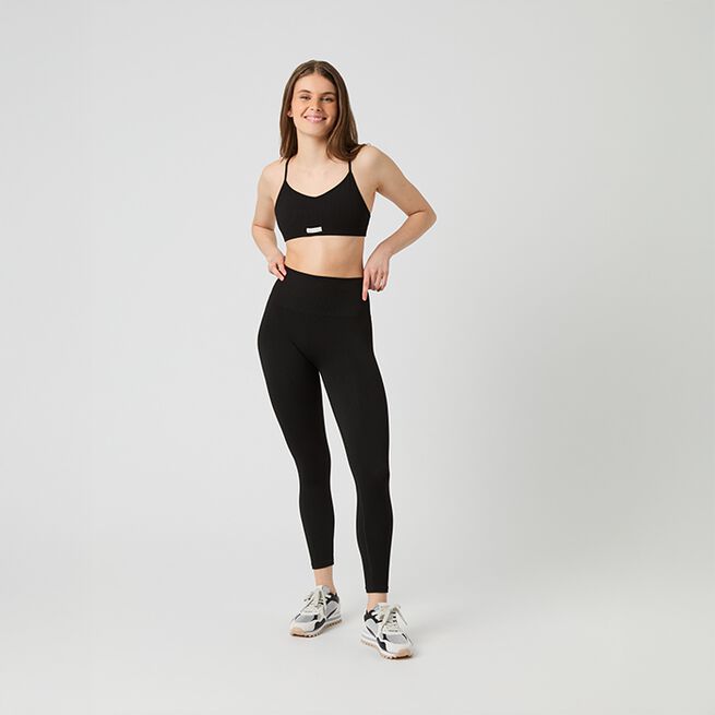 Seamless Ribbed Stropp-BH Svart