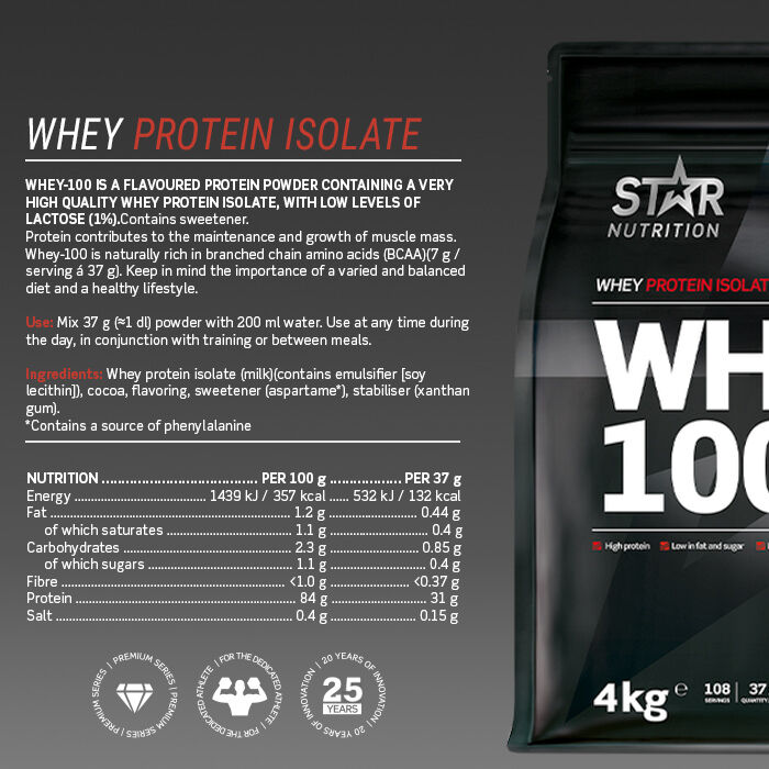 Whey-100 Myseprotein 4 kg Choklad