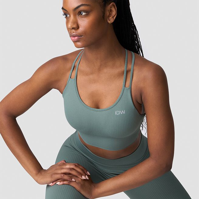 Ribbed Define Seamless Sports Bra, Racing Green