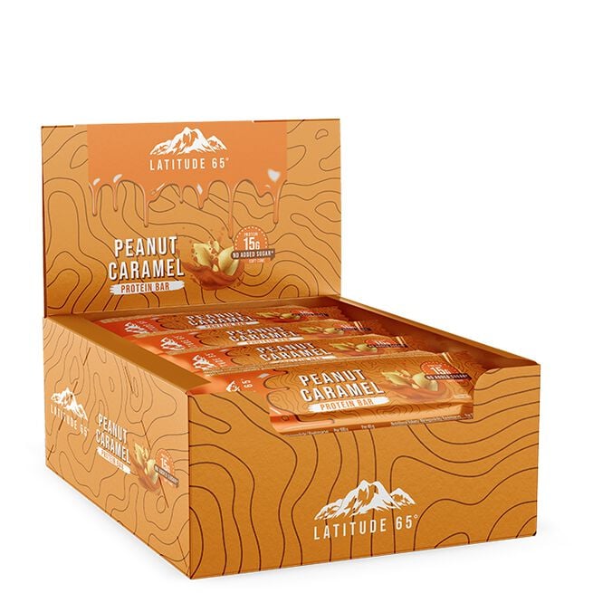 12 x Latitude 65 Protein Bar, 45 g Peanut Caramel