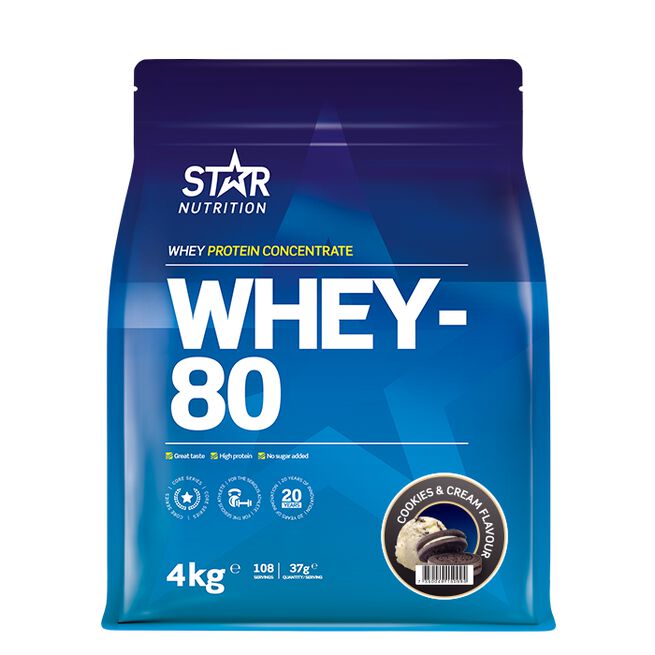 Whey-80 Myseprotein 4 kg Cookies and Cream