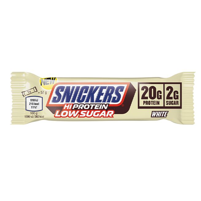 12 x Snickers High Protein Bar Low Sugar, 57 g, White Chocolate