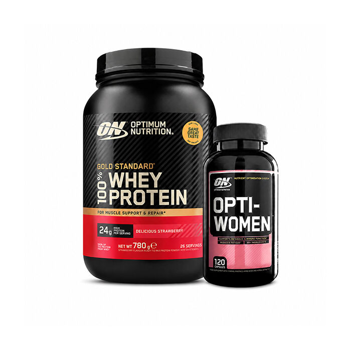100 % Whey Gold Standard Myseprotein 700 g + Opti-Women, 120 kapsler