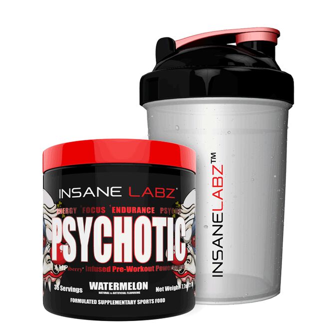 Psychotic Pre-Workout 35 porsjoner + Insane Labz Shaker
