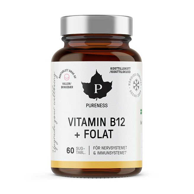 Vitamin B12 Plus Folat Bringebær 60 sugetabletter