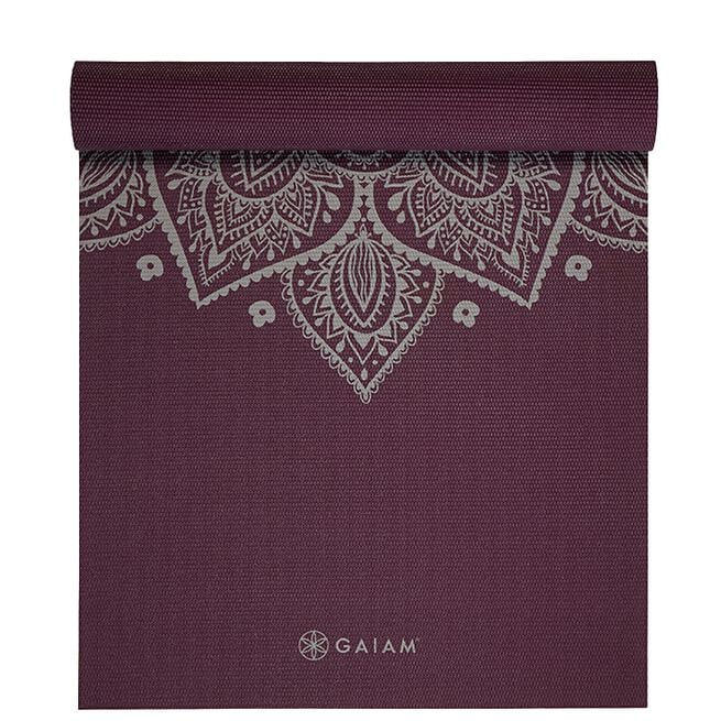 Gaiam Midnight Plum Sundial Flower Yoga Mat 5 mm