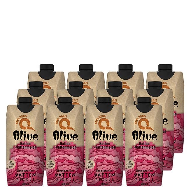 12 x ALIVE, 500 ml, Bringebær/Vannmelon