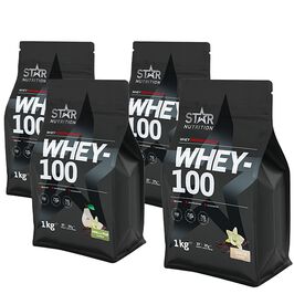 Star nutrition whey-100 protein pulver Mix&Match: 4 x Whey-100 Myseprotein 1 kg