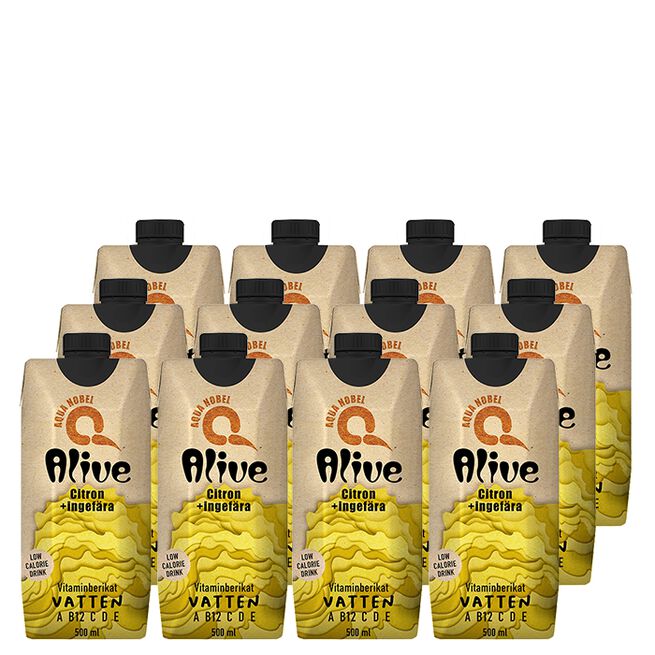 12 x ALIVE, 500 ml, Sitron/Ingefær