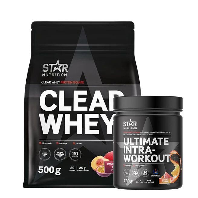 Clear Whey Myseprotein 500 g + Ultimate Intra Workout Karbohydratpulver 720 g