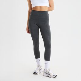 Logo Effect High Waist Tights, Grey Emblem Emboss, L  Logo Effect Emboss Tights Grå