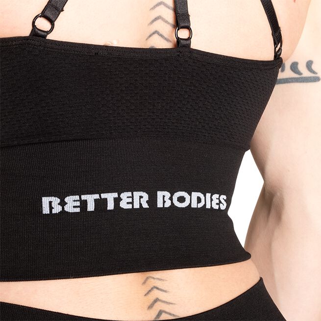 Better Bodies Rockaway Bra, Black Melange