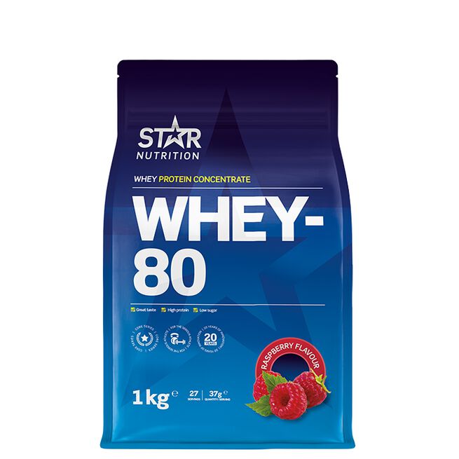 Whey-80 Myseprotein 1 kg Hallon