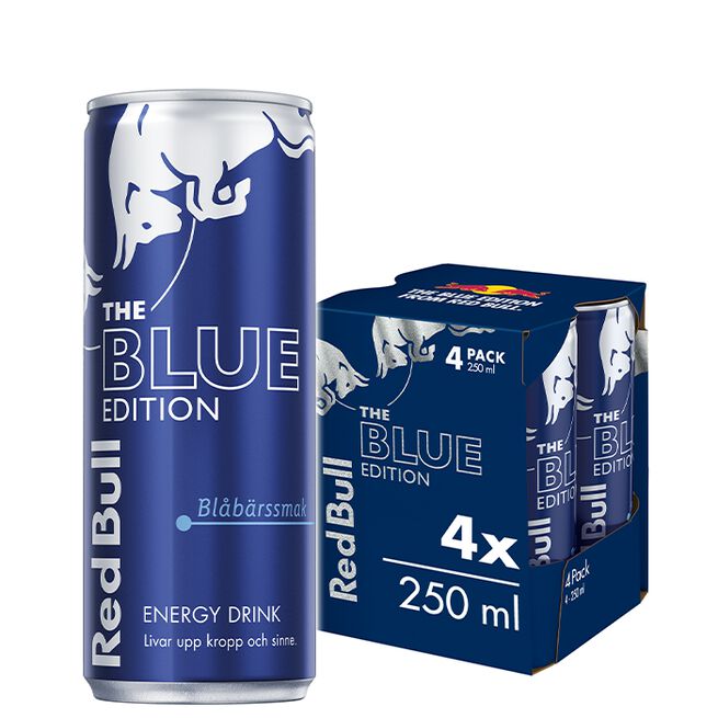 4 x Red Bull Energidryck, 250 ml, Blue Edition
