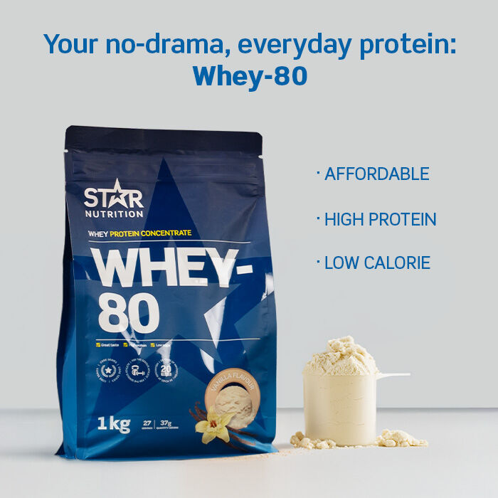 Whey-80 Myseprotein 1 kg vanilj