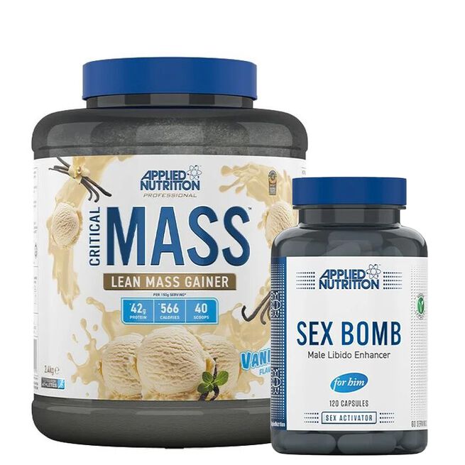Critical Mass Gainer 2,4 kg vanilje + Testo Bomb Enhancer 120 kapsler