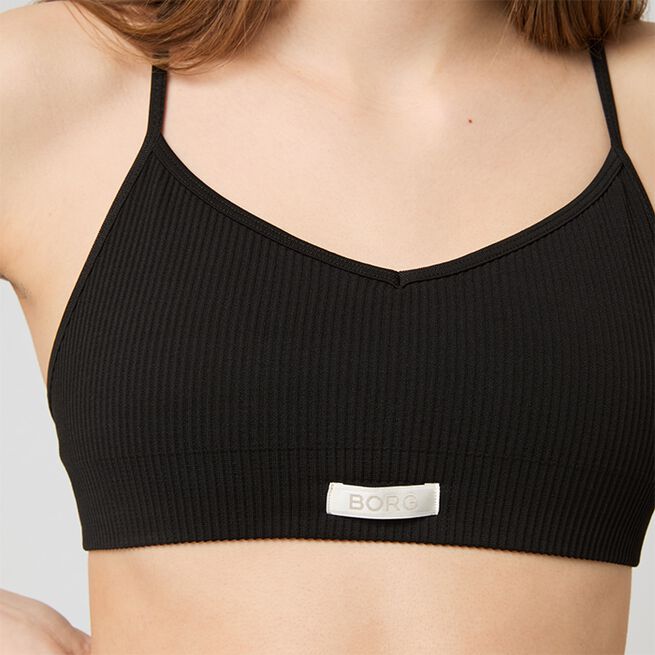 Seamless Ribbed Stropp-BH Svart