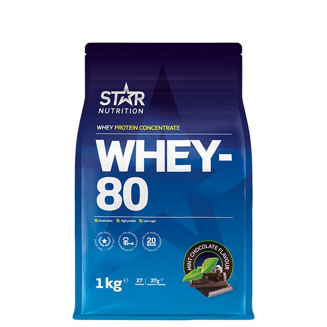 Whey-80 Myseprotein 1 kg Mintchoklad