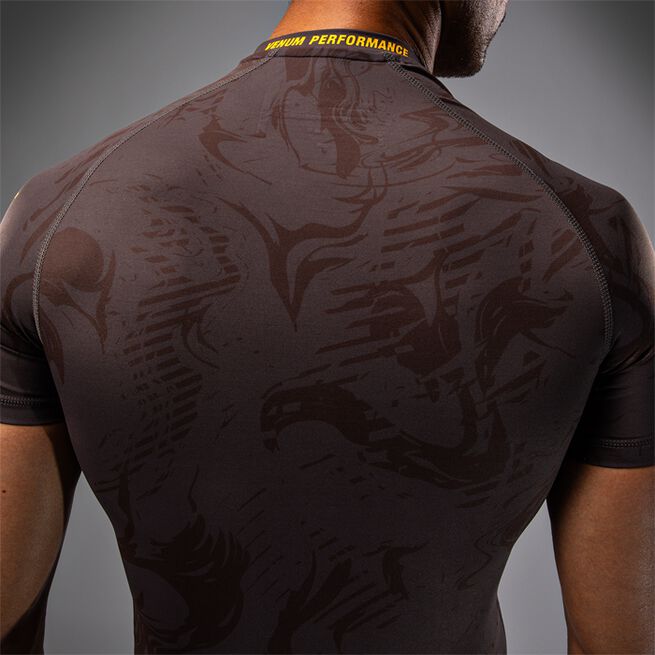 UFC Fusion Men's Performance Short Sleeve Rashguard Earthen Brown