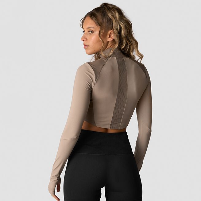 Mirage Cropped Long Sleeve Wmn, Light Dusty Brown