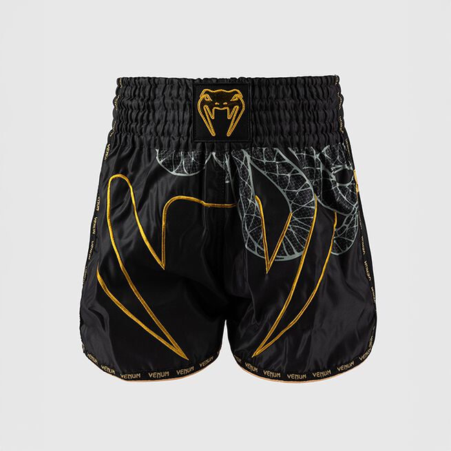 Serpenti Muay Thai-Shorts Svart Sølv Gull