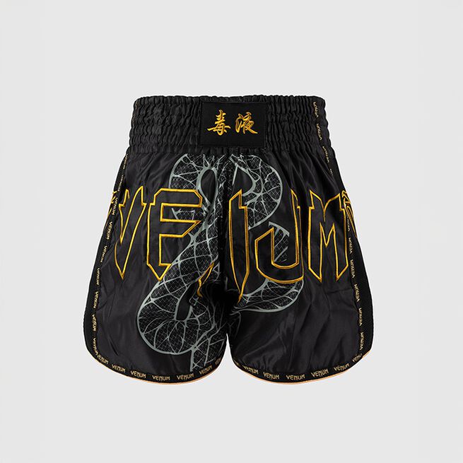 Serpenti Muay Thai-Shorts Svart Sølv Gull