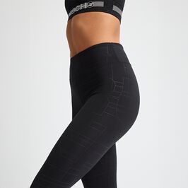 Logo Effect High Waist Tights, Black Logo Emboss, L  Logo Effect Emboss Tights Svart