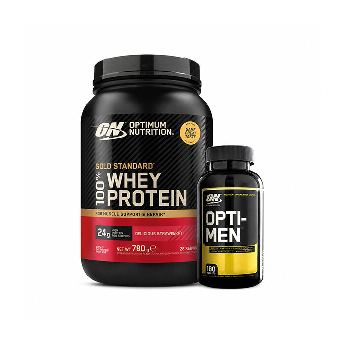 100 % Whey Gold Standard Myseprotein 700 g + Opti-Men, 180 tabletter