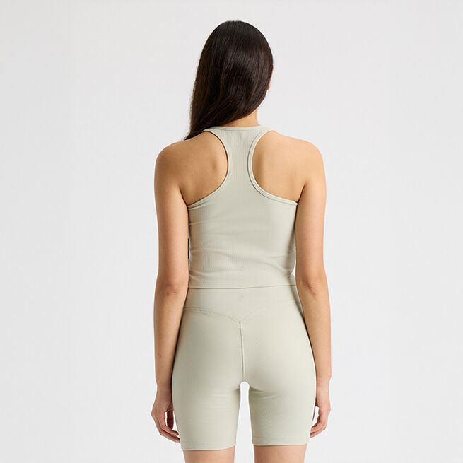 Ribbestrikket Singlet Beige