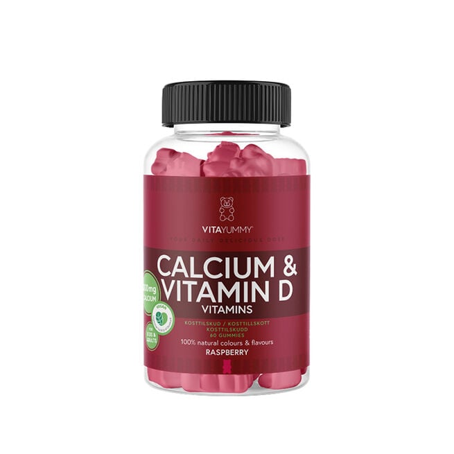 Kalsium og Vitamin D 60 Gummies Bringebær