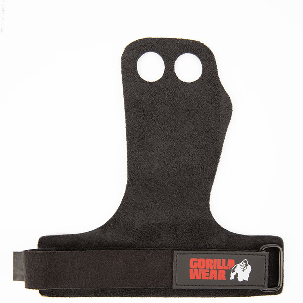 Gorilla Wear 2-Hole Leather Lifting Grips Svart, bilde 1 av 6