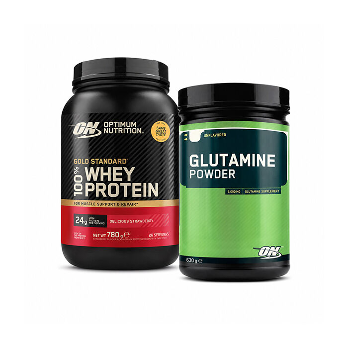 100 % Whey Gold Standard Myseprotein 700 g + Glutaminpulver 630 g