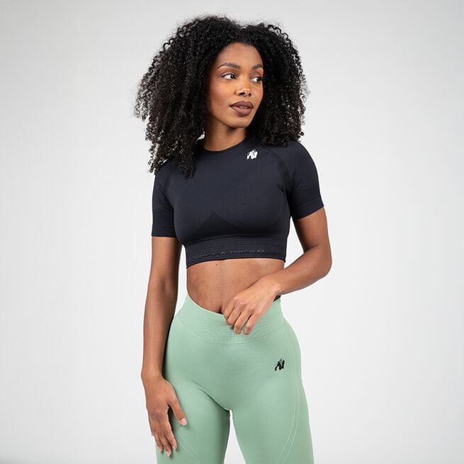 Whitney sømløs crop top svart