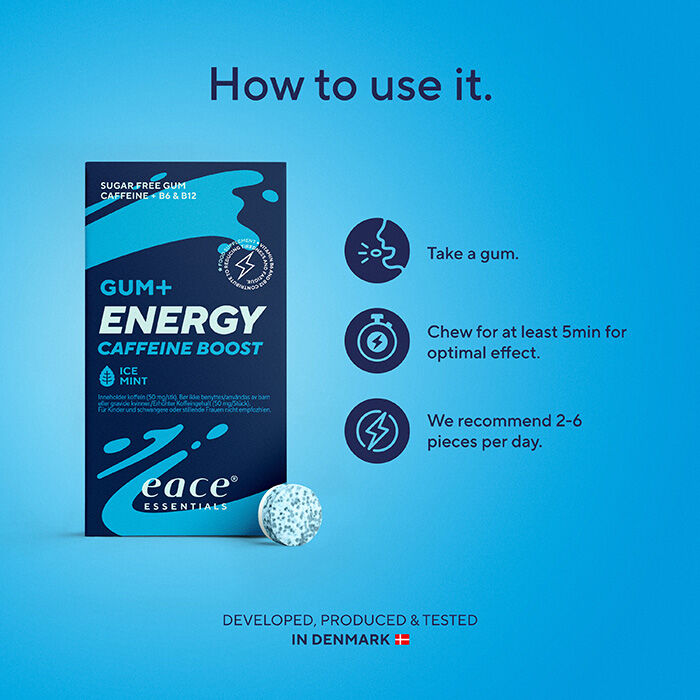 Tyggegummi Gum + Energy Boost, 10 stk. Eace
