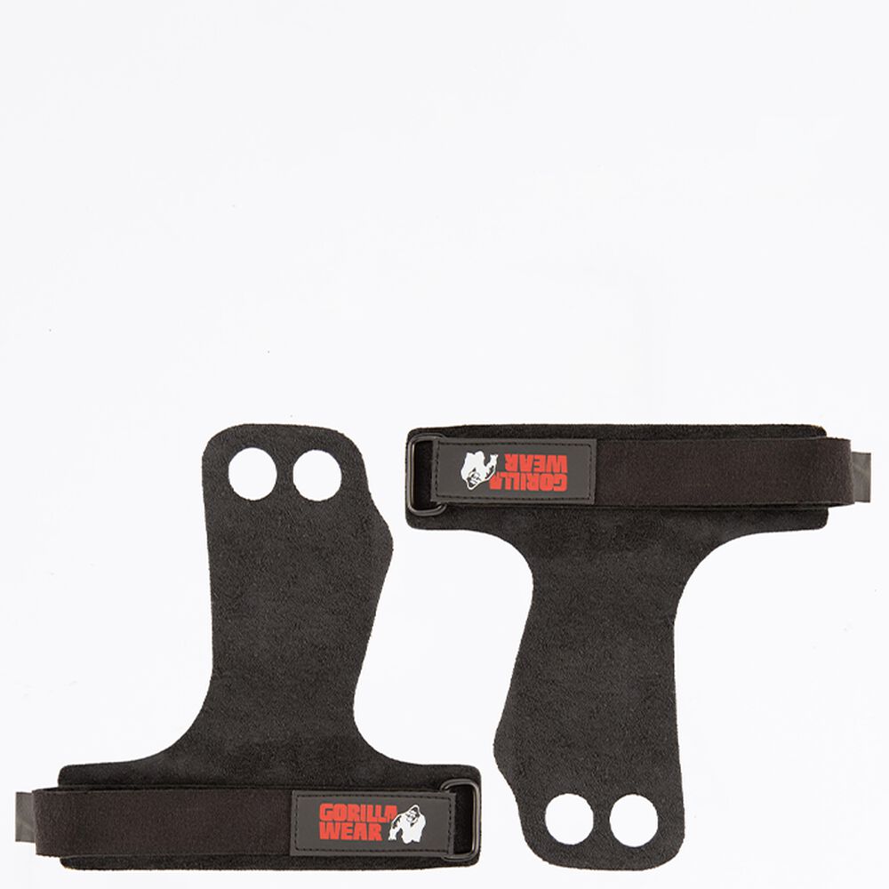 Gorilla Wear 2-Hole Leather Lifting Grips Svart, bilde 2 av 6