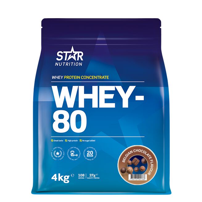 Whey-80 Myseprotein 4 kg Belgian Chocolate (NEW)