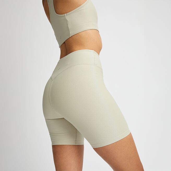 Ribbestrikkede Sykkelshorts Beige