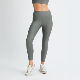 Ribbed R HW Tights, Gunmetal, L  Ribbestrikkede Tights Grønn