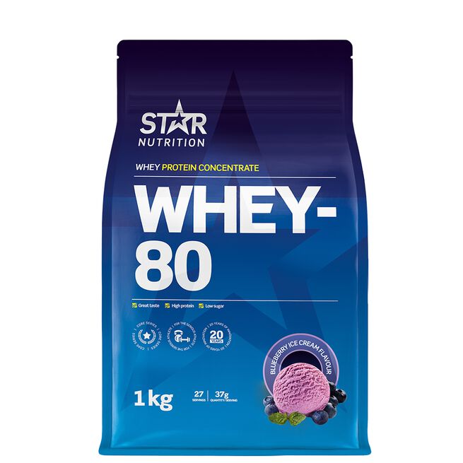 Whey-80 Myseprotein 1 kg Blueberry Ice Cream
