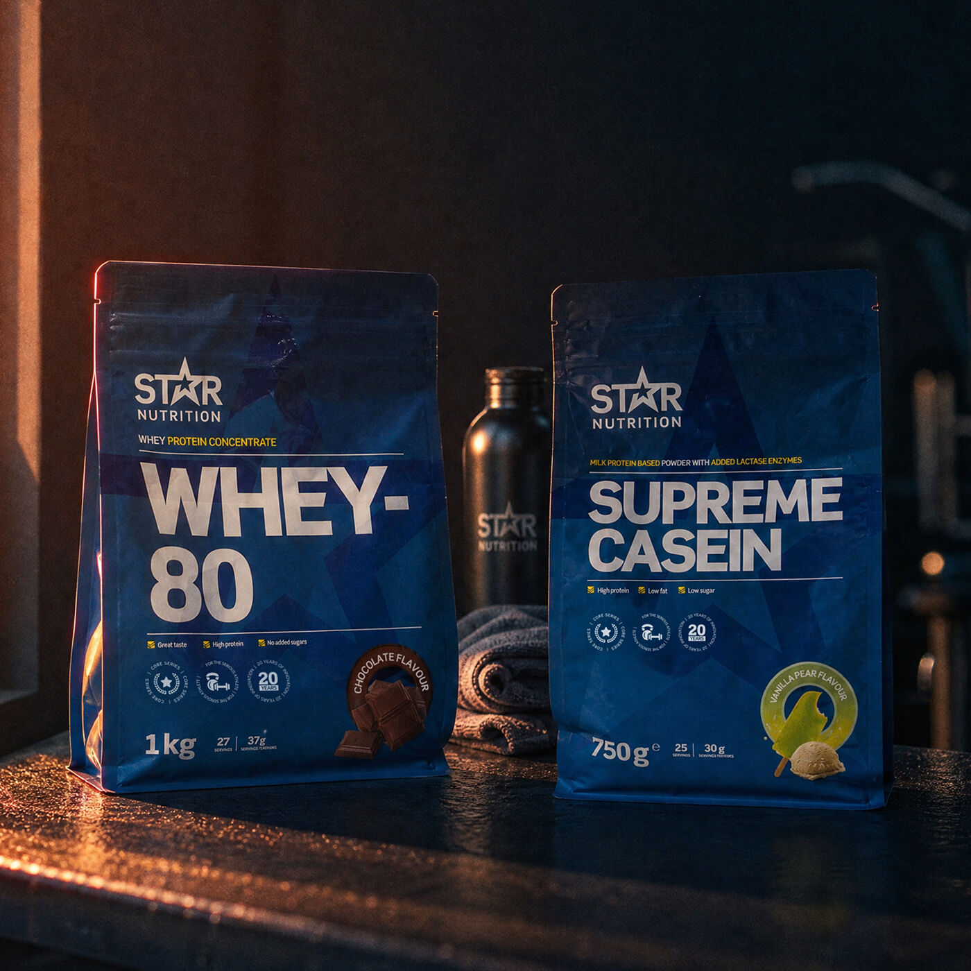 Dag- og nattpakke Myseprotein + Kasein
