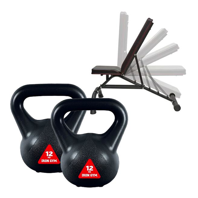 Kettlebells 2 stk inkludert Treningsbenk