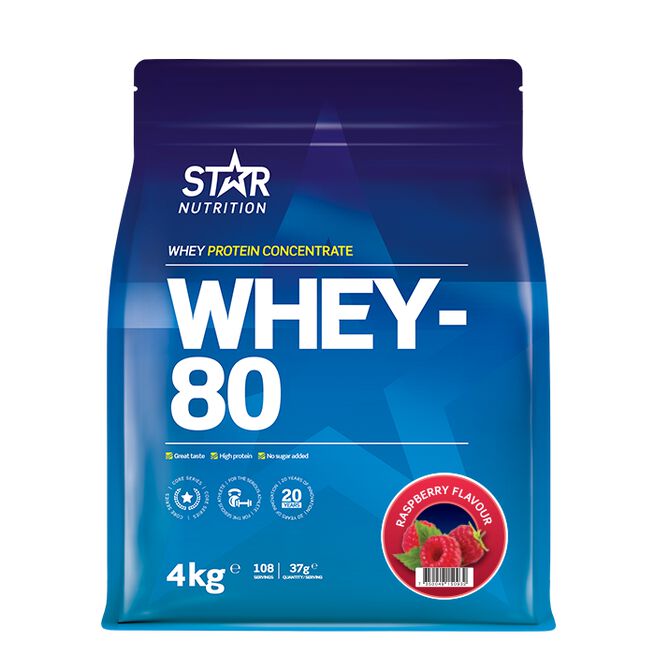 Whey-80 Myseprotein 4 kg Hallon