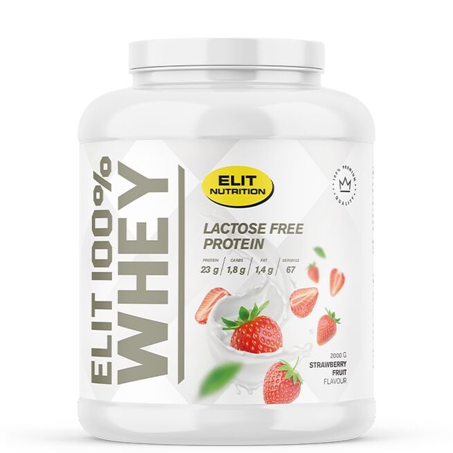ELIT 100 % Whey Laktosefritt Proteinpulver 2000 g Strawberry Fruit