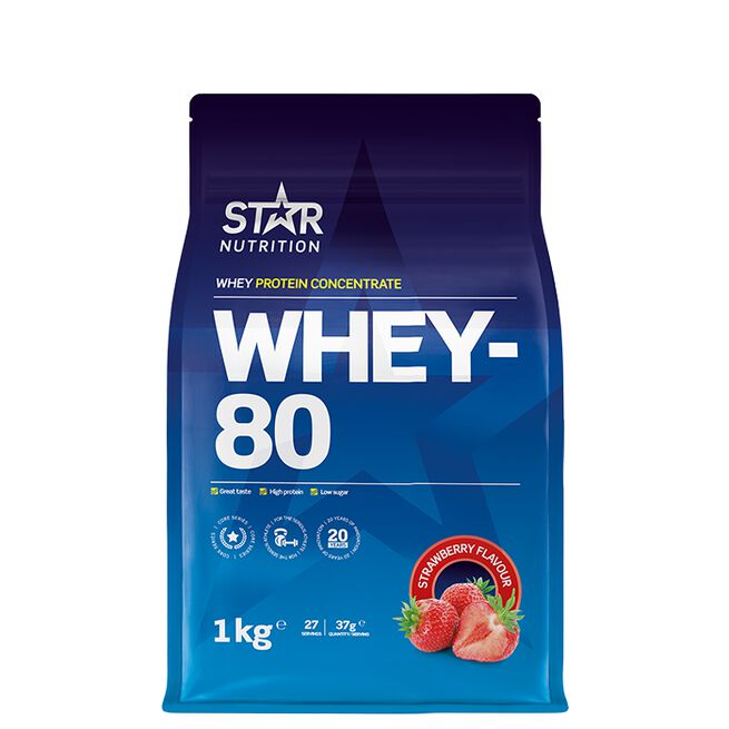 Whey-80 Myseprotein 1 kg Jordgubb