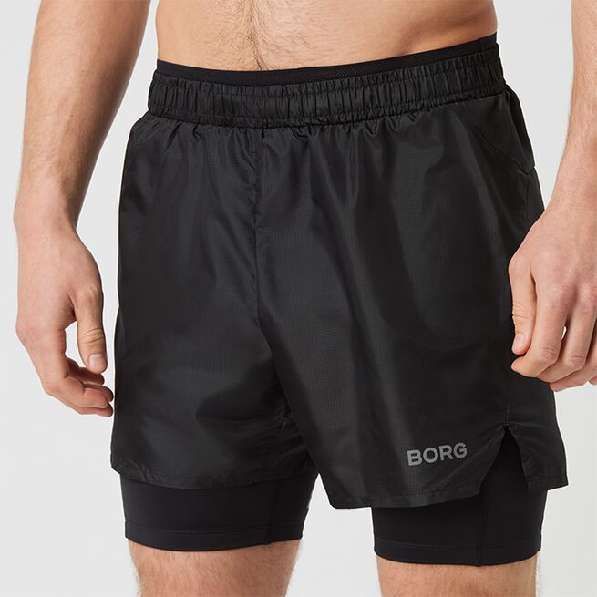 2 i 1 Shorts Svart