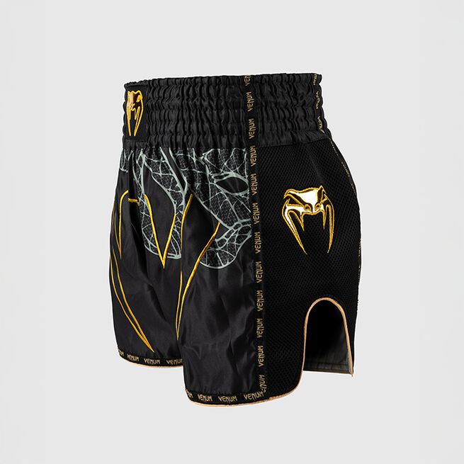 Serpenti Muay Thai-Shorts Svart Sølv Gull