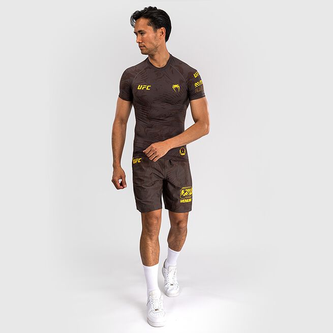 UFC Fusion Men's Performance Short Sleeve Rashguard Earthen Brown