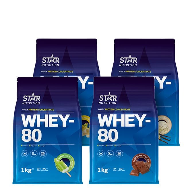Mix&Match: 4 x Whey-80 Myseprotein 1 kg