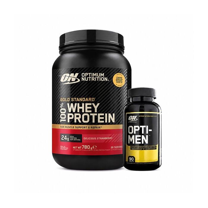 100 % Whey Gold Standard Myseprotein 700 g + Opti-Men, 90 tabletter
